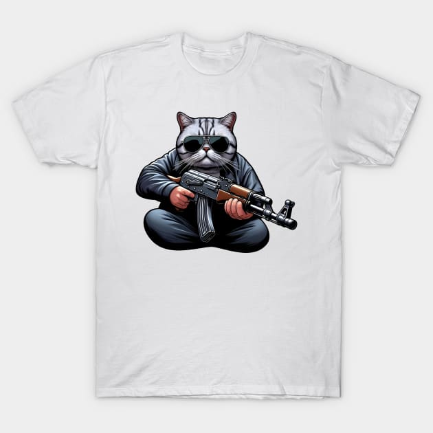 Tactical Cat T-Shirt by Rawlifegraphic